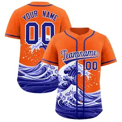 Orange Wave Graffiti Baseball Jersey 1
