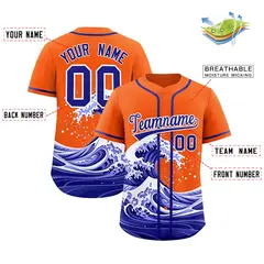 Orange Wave Graffiti Baseball Jersey 2