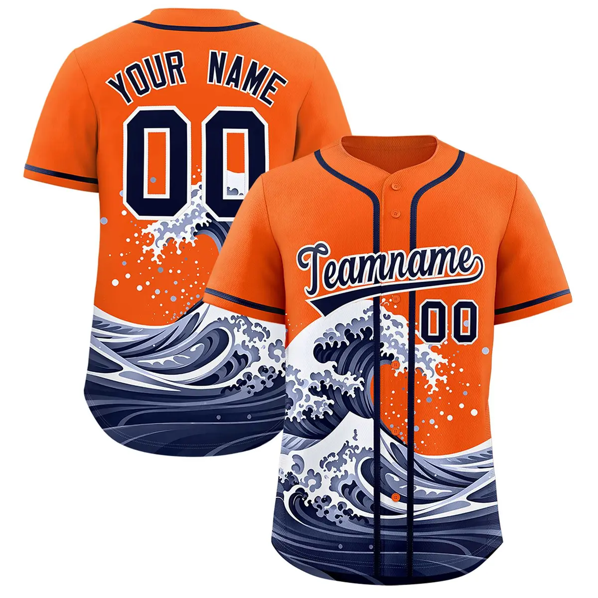 Orange Wave Graffiti Baseball Jersey