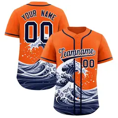 Orange Wave Graffiti Baseball Jersey 1