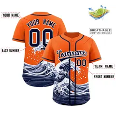 Orange Wave Graffiti Baseball Jersey 2