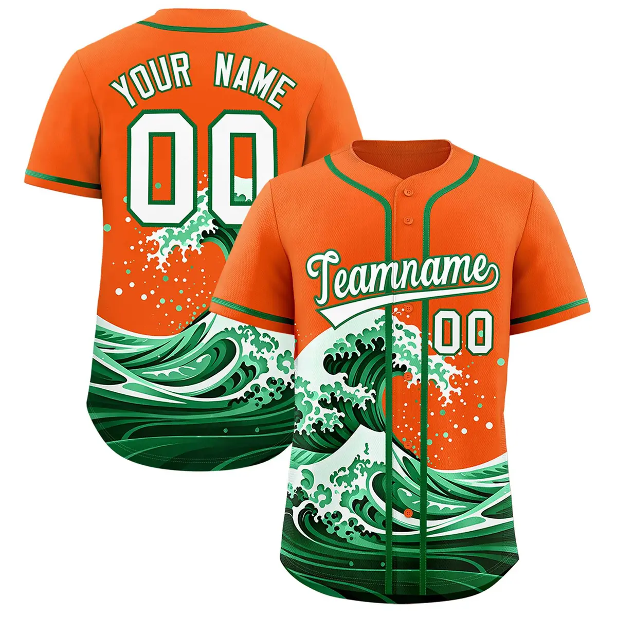 Orange Wave Graffiti Baseball Jersey