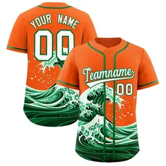 Orange Wave Graffiti Baseball Jersey 1