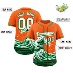Orange Wave Graffiti Baseball Jersey 2