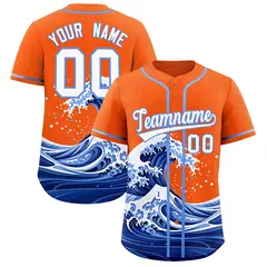 Orange Wave Graffiti Baseball Jersey 1