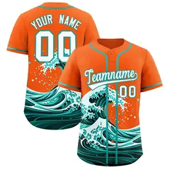 Orange Wave Graffiti Baseball Jersey 1