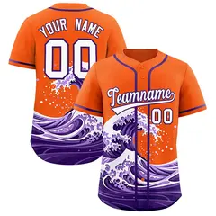 Orange Wave Graffiti Baseball Jersey 1