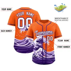 Orange Wave Graffiti Baseball Jersey 2