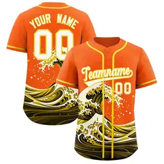 Orange Wave Graffiti Baseball Jersey 1