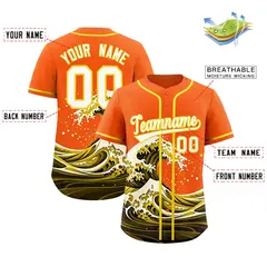 Orange Wave Graffiti Baseball Jersey 2
