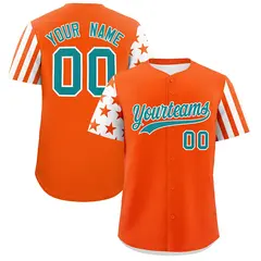 Orange White American Flag Raglan Baseball Jersey
