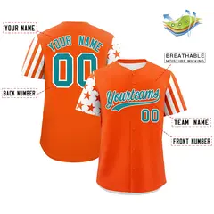 Orange White American Flag Raglan Baseball Jersey 2