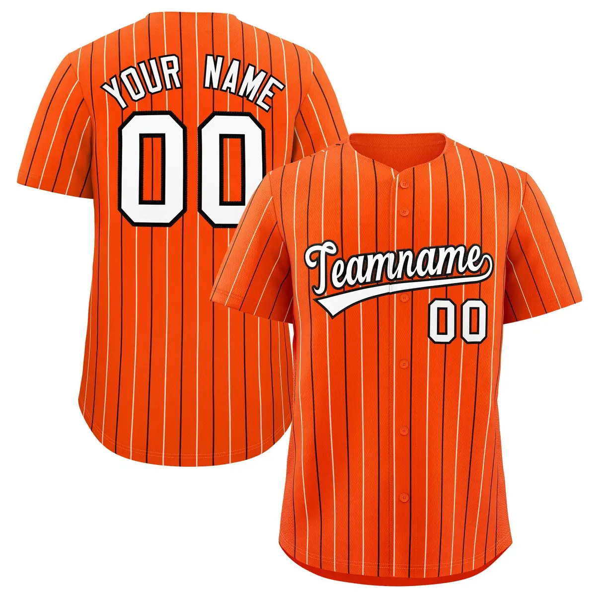 Orange White and Black Bi-Color Striped Baseball Jersey