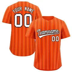 Orange White and Black Bi-Color Striped Baseball Jersey