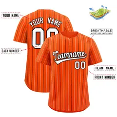 Orange White and Black Bi-Color Striped Baseball Jersey 2