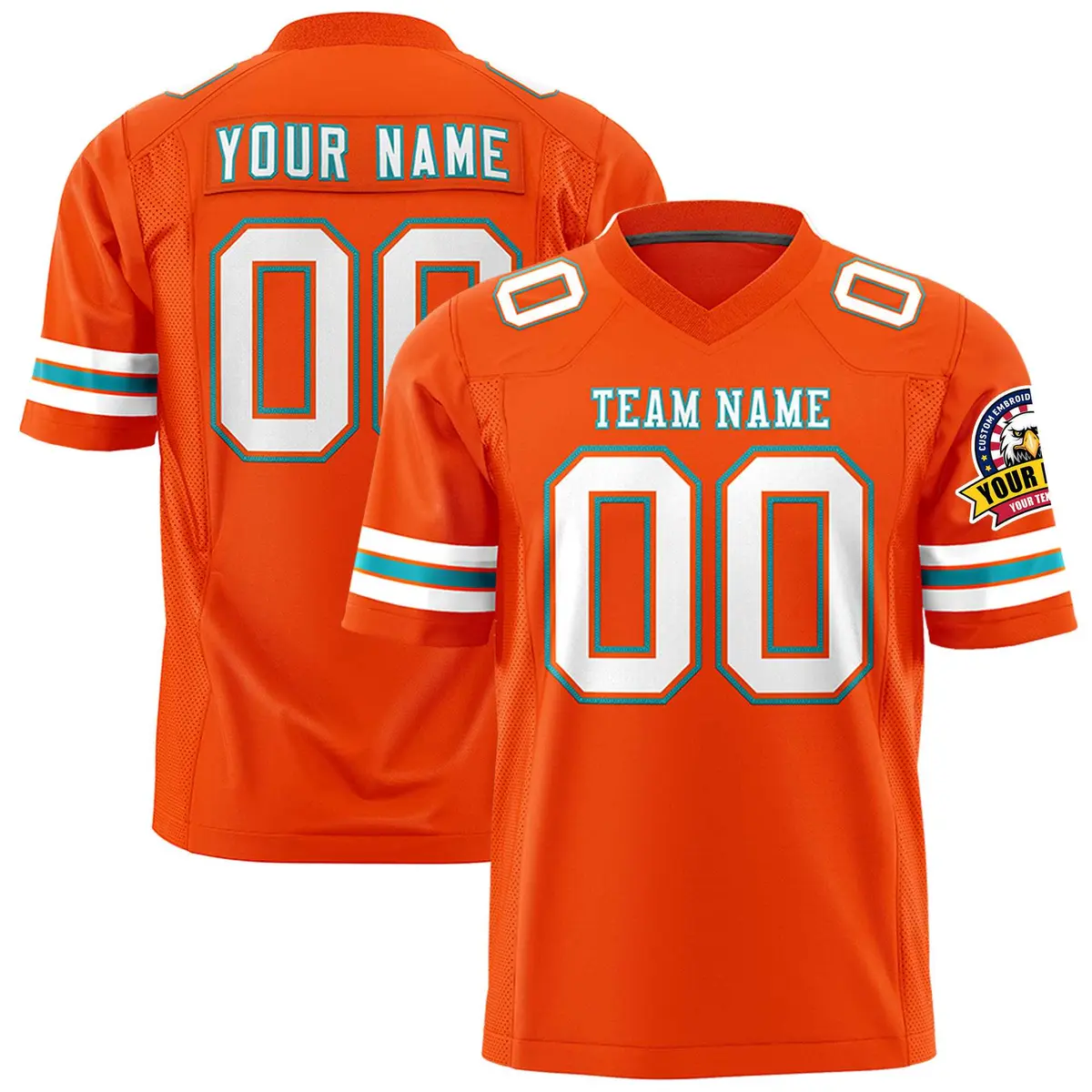 Orange White-Aqua Classic Authentic Football Jersey