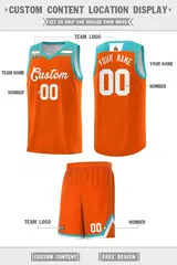 Orange White-Aqua Classic Basketball Sports Uniform Jersey 2