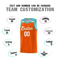 Orange White-Aqua Classic Basketball Sports Uniform Jersey 3