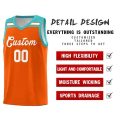 Orange White-Aqua Classic Basketball Sports Uniform Jersey 4