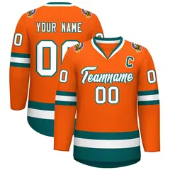 Orange White-Aqua Classic Hockey Jersey 1
