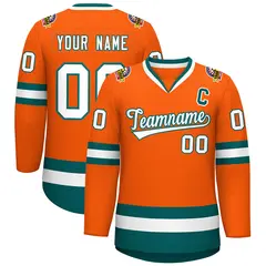Orange White-Aqua Classic Hockey Jersey 1