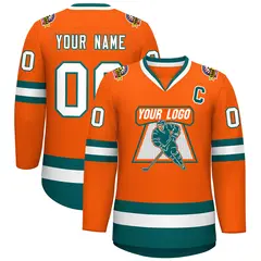 Orange White-Aqua Classic Hockey Jersey 1