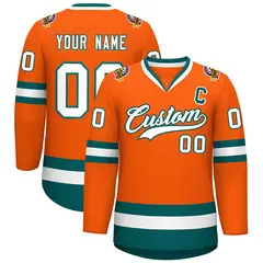 Orange White-Aqua Classic Hockey Jersey 1