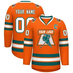 Orange White-Aqua Classic Hockey Jersey 1