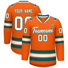 Orange White-Aqua Classic Hockey Jersey 1