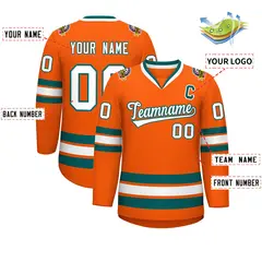 Orange White-Aqua Classic Hockey Jersey 2