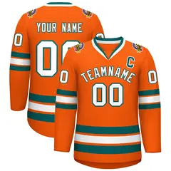 Orange White-Aqua Classic Hockey Jersey 1