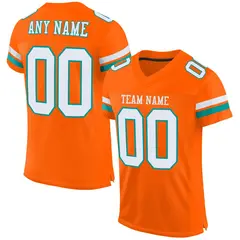 Orange White-Aqua Classic Style Mesh Football Jersey 1
