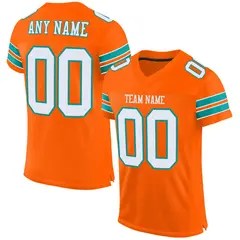 Orange White-Aqua Classic Style Mesh Football Jersey 1