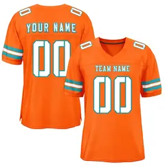 Orange White-Aqua Classic Style Mesh Football Jersey
