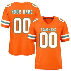 Orange White-Aqua Classic Style Mesh Football Jersey 1