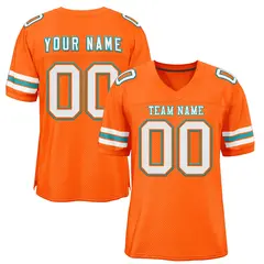 Orange White-Aqua Classic Style Mesh Football Jersey 1