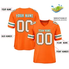 Orange White-Aqua Classic Style Mesh Football Jersey 2