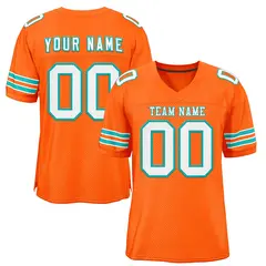 Orange White-Aqua Classic Style Mesh Football Jersey 1