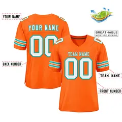 Orange White-Aqua Classic Style Mesh Football Jersey 2