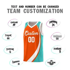 Orange White-Aqua Color Block Team Basketball Jersey 3