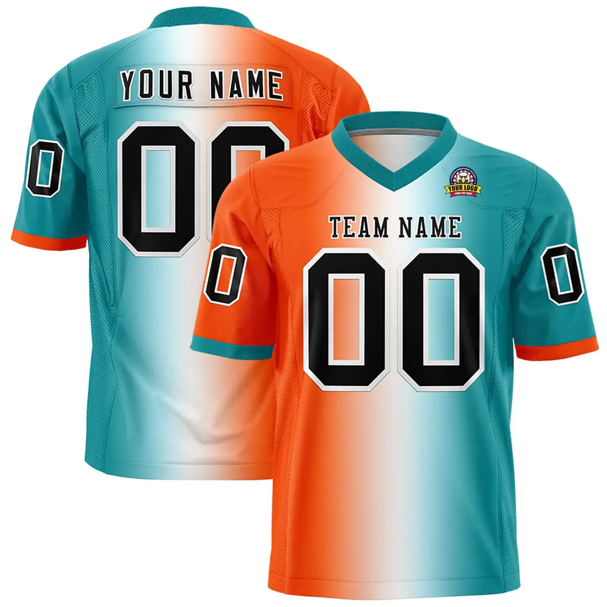 Orange White-Aqua Gradient Fashion Authentic Football Jersey