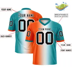 Orange White-Aqua Gradient Fashion Authentic Football Jersey 2