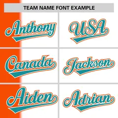 Orange White-Aqua Gradient Stripe Two-Button Softball Jersey 3