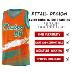 Orange White Aqua Graffiti Basketball Jersey 2