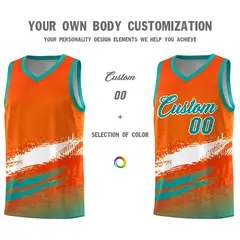 Orange White Aqua Graffiti Basketball Jersey 3