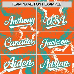 Orange White Aqua Graffiti Star Ink Texture Baseball Jersey 3