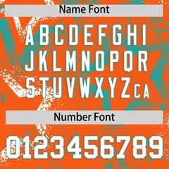 Orange White Aqua Graffiti Star Ink Texture Baseball Jersey 4