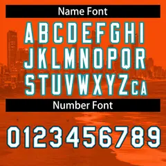 Orange White Aqua Miami City Skyline Baseball Jersey 4