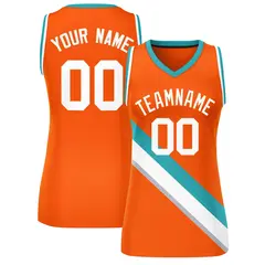 Orange White-Aqua Slash Mesh Basketball Jersey For Women 1