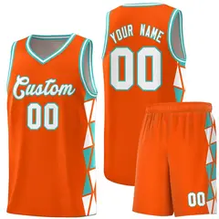 Orange White-Aqua Triangle Splicing Basketball Jersey 1